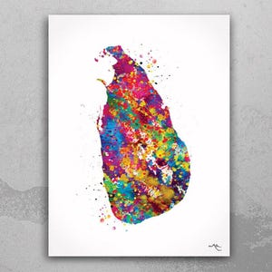 Sri Lanka Map Watercolor Print Sri Lanka Art Wall Art Wedding Gift Honeymoon Gift Map Wall Hanging Map Art Gift Wall Wanderlust Art-1146