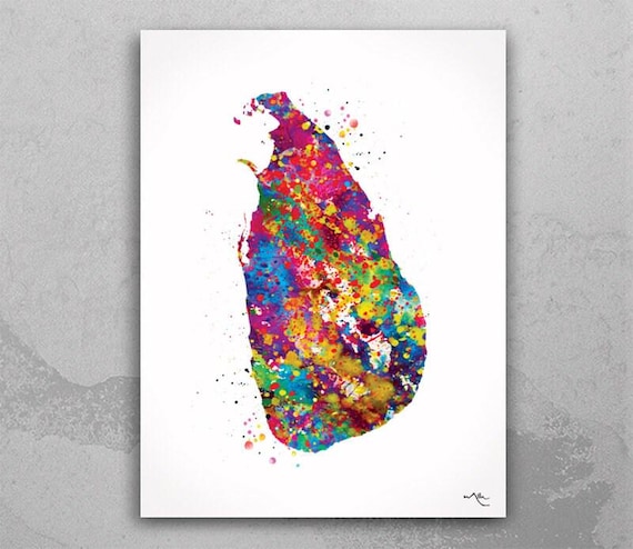 Sri Lanka Map Print, Watercolor Wall Art-1146