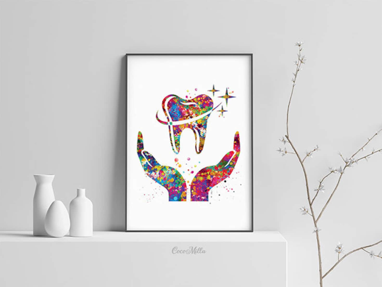 Dental Care Art Watercolor Print Tooth Medical Art Surgeon Etsy Canada