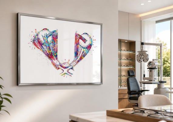 Optic Chiasm Watercolor Print, Eye Anatomy Medical Art-933