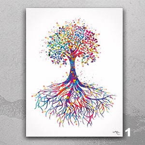 Tree Rooted Watercolor Print Wedding Gift Tree of Life Housewarming Gift Wall Decor Art Nursery Decor Family Home Decor Wall Art Gift-508