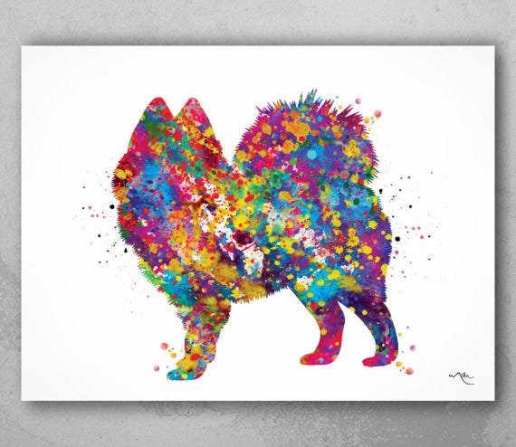 Colorful Samoyed Dog Watercolor Print-1852