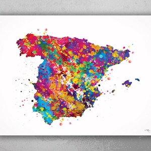 Spain Map Watercolor Print Madrid Map Spain Decor Wanderlust Wall Art Print Wall Wedding Gift Poster Travel Gift Wall Decor Wall Hanging-191