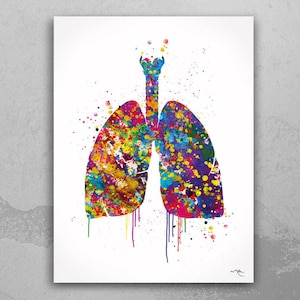 Lungs Watercolor Print Human Organs Respiratory Anatomical Art Clinic Decor Art Student Graduaiton Gift Medical Nurse Doctor Art Gift-1033