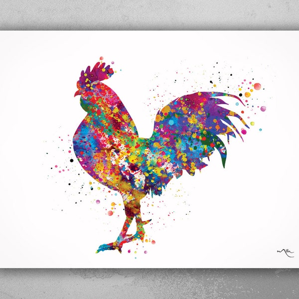 Rooster Watercolor Print Cockorel Rooster Art Print Chicken Housewarming Gift Farm Animal Kitchen Wall Art Country Home Decor Nursery-1694