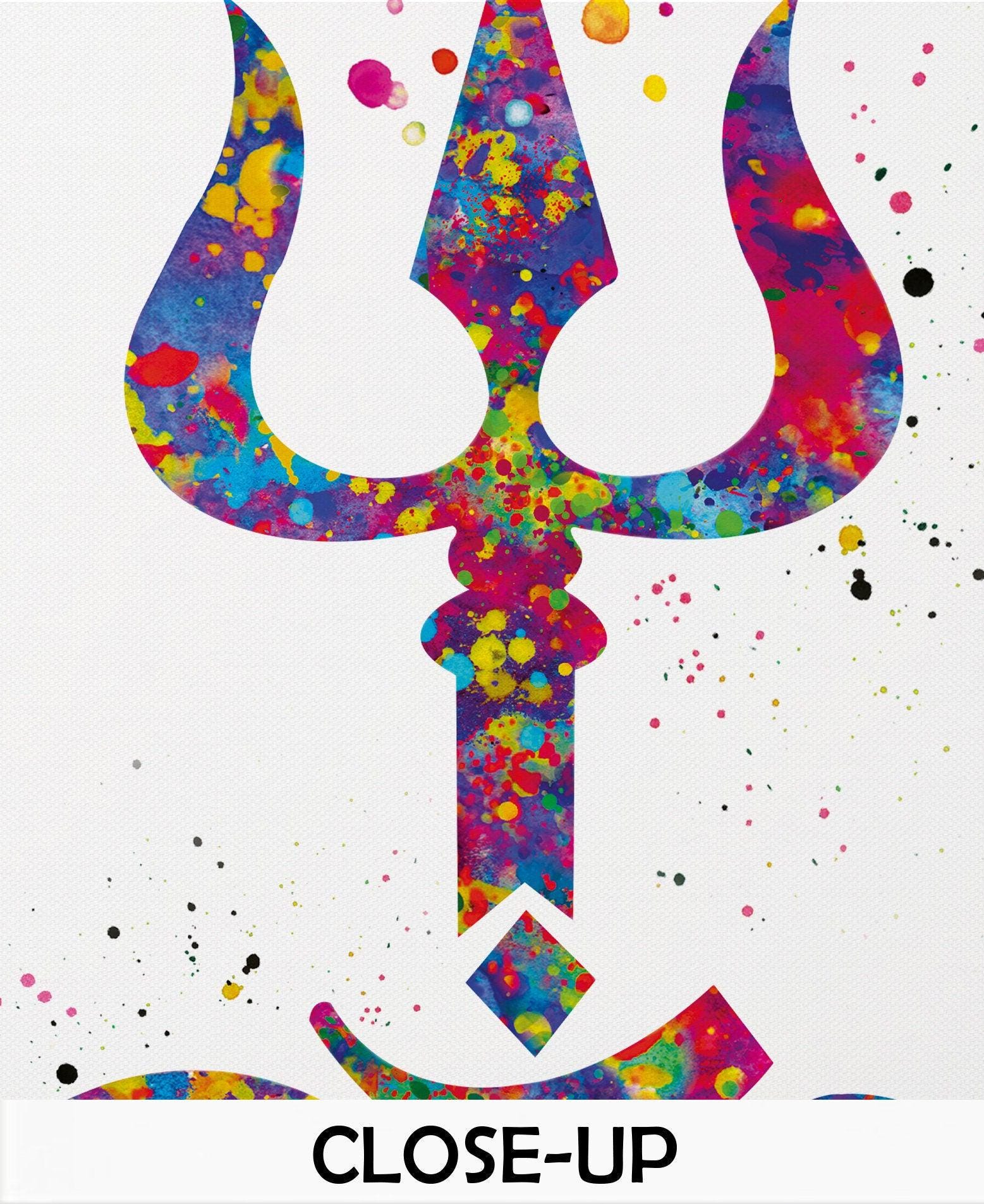 Trishul Swastik Om Symbol Watercolor Print, Hindu Wall Art-2665 - Etsy  Sweden, image size:1557x1905