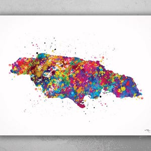 Jamaica Map Watercolor Print Caribbean Islands Map Wall Art Wedding Gift Honeymoon Gift Map Wall Hanging Travel Gift Home Wall Decor-989