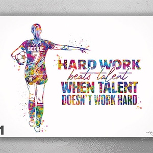 Fußballspieler Aquarell Druck Weiblich Fußball Geschenk Fußballspieler Mädchen Fußball Frau personalisiertes Geschenk Anpassen Wandkunst-2402