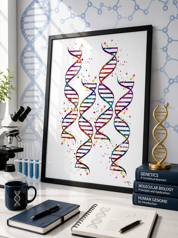 DNA Art Watercolor Print, Medical Science Gift-228