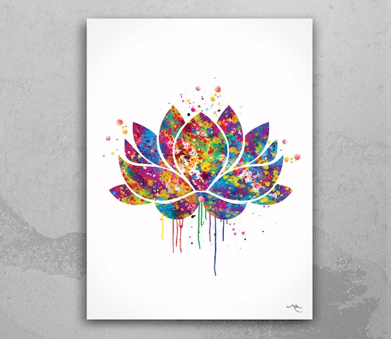 Lotus Flower Art Yoga Symbol Watercolor Print Yoga Studio Art