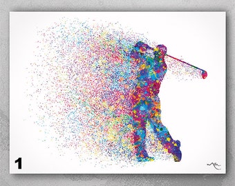 Abstract Golf Watercolor Print, Sports Art Gift-2740