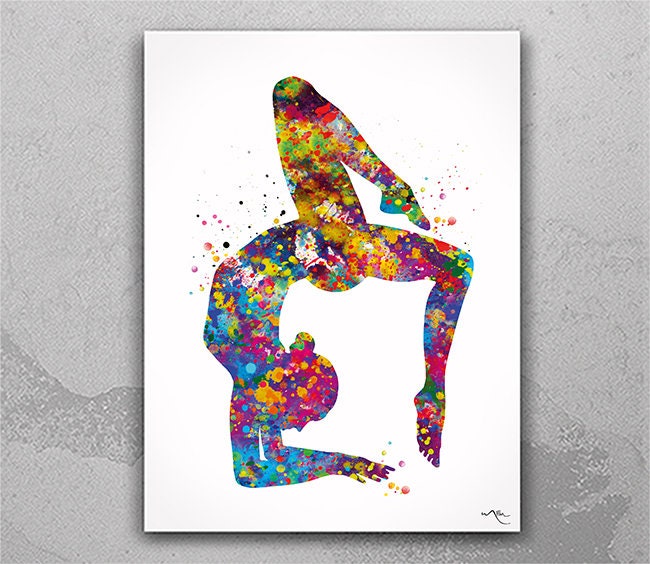 Discover Yoga Art Yoga Girl Watercolor Poster