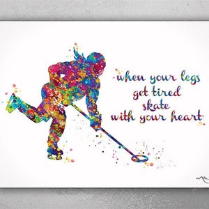 Ringette Player Girl Quote Watercolor Print Ringuette Female Woman Mom When your legs get tired Quote Hockey Sports Wall Art Teen Gift-2603