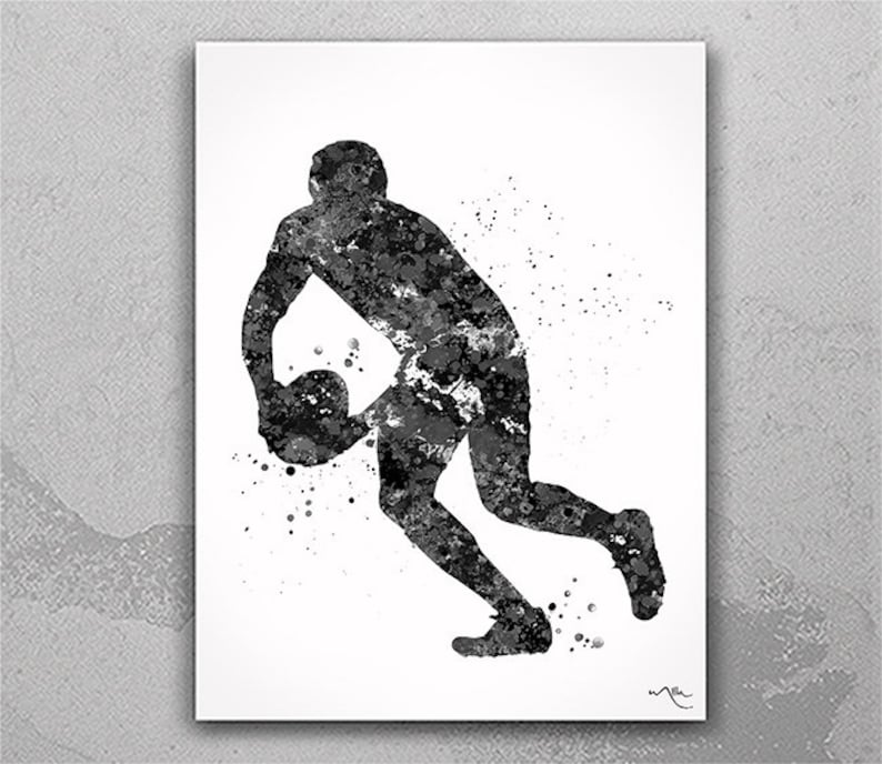Rugby Player Watercolor Print, Sport Poster Wall Art-1311 - Etsy