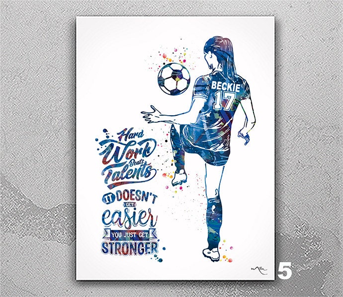 Soccer Girl Player Watercolor Art Gift Sports Art Water Bottle by LotusArt