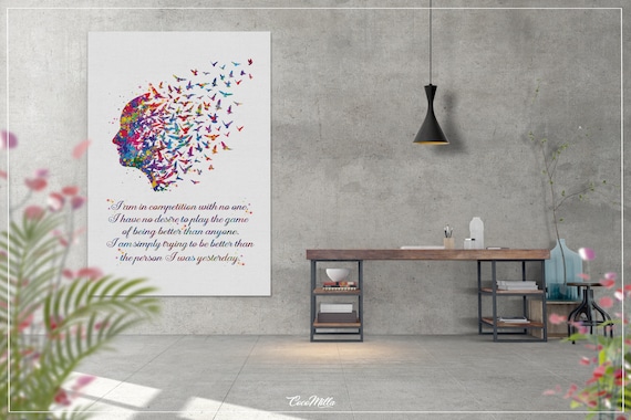 Mind Quote Watercolor Print Therapy Wall Art Yoga Meditation Decor Lao Tzu Quote