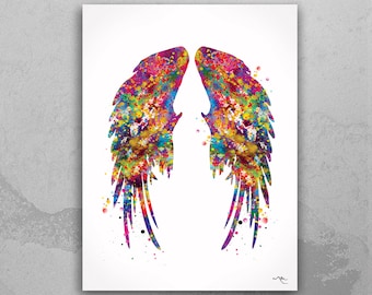 Wings Watercolor Print Angel Wings Feathers Art Print  Boho Wall Art Poster Housewarming Gift Wall Decor Mystic Home Decor Wall Hanging-818