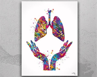 Lungs Watercolor Print - Medical Anatomy Art, Doctor Office Decor-285
