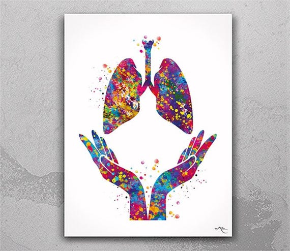 Lungs Watercolor Print - Medical Anatomy Art, Doctor Office Decor-285