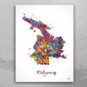 Kalymnos Map Watercolor Print of Kalymnos Print Greece Travel Poster Honeymoon Anniversary Greek Island Wall Decor Minimalist Wall Art-2278