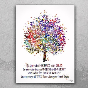 Tree Nature Quote Family Love Watercolor Print Inspirational Quote Housewarming Gift Wall Decor Home House Decor Motivational Wall Art-441