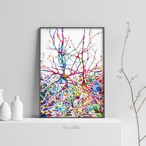 Neural Network Watercolor Print Abstract Medical Art Science Neurology ...
