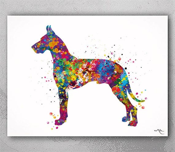Colorful Dane Watercolor Art Print-1162