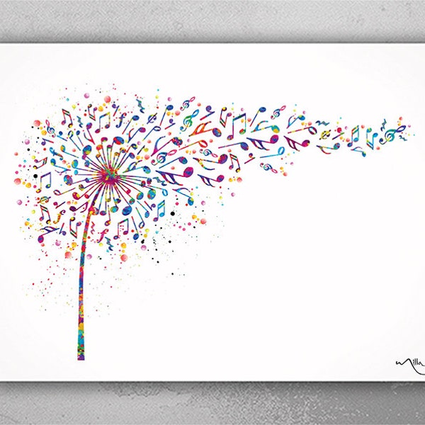 Dandelion Flower Music Notes Watercolor Print Treble Clef Art Print Art Print Musician Gift Wall Decor Wall Art Housewarming Music Room-88