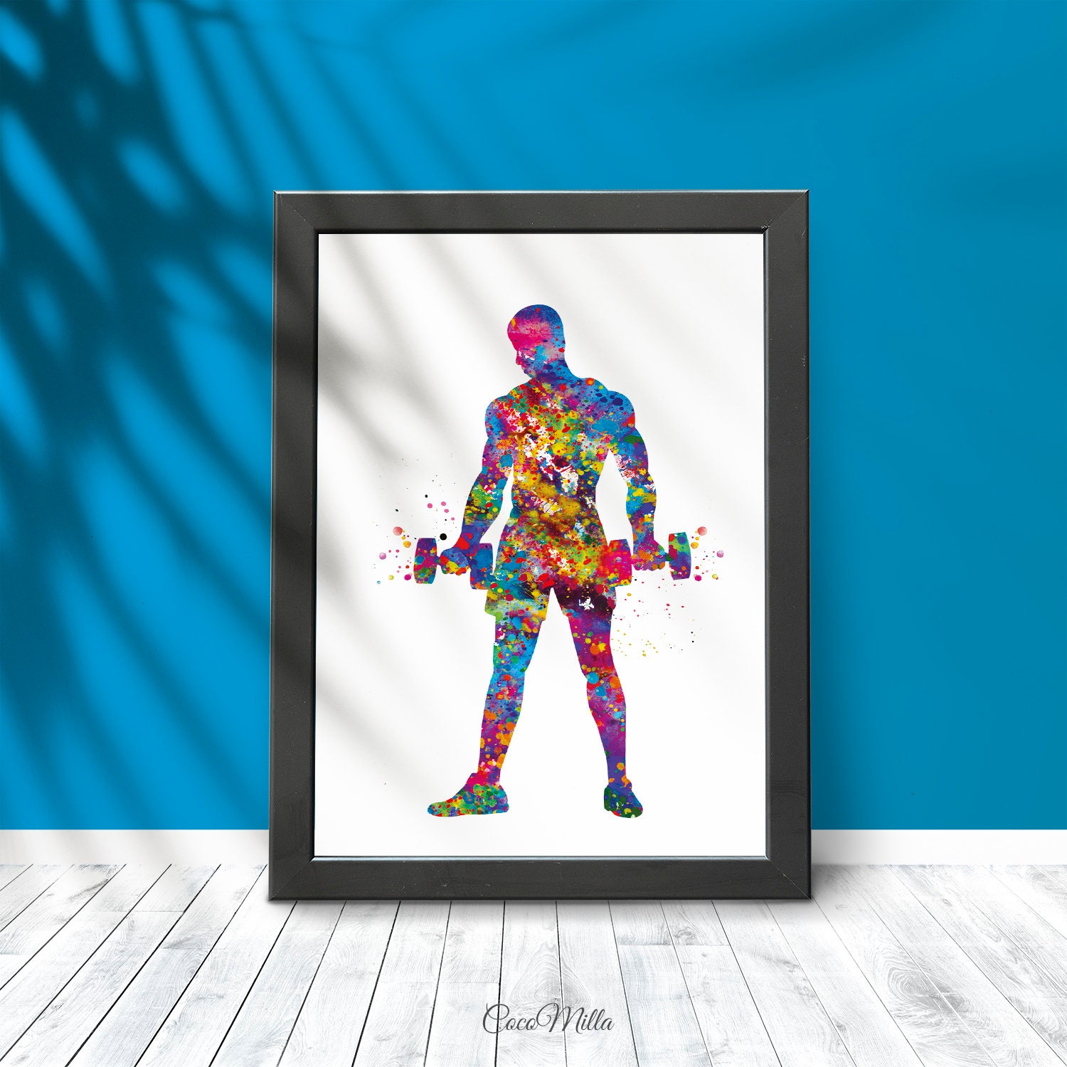  Sport Birthday Decorations,Treadmill Man Workout Print,Fitness  Gifts For Men,Gym Art Printable,Exercise Room Decor,Watercolor Sport Art  Print,Boy Sports Room Decor,8x12 Inch Framed Wall Art: Posters & Prints