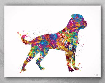 Rottweiler Dog Watercolor Art Print: Colorful Pet Portrait-1398