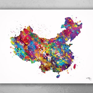 China Map Watercolor Print Art Print Wedding Gift Hometown Chinese Map Housewarming Gift Wall Decor Home Decor Country Map of China-1829