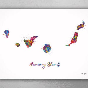 Canary Islands Watercolor Print Spain Wall Art Wedding Gift Honeymoon Gift Map Wall Hanging Country Travel Poster Home Wall Decor-2040