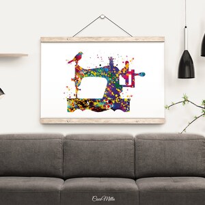 Sewing Machine Watercolor Print Wall Art Seamstress Sewing Room Housewarming Gift Craft Room Decor Wall Decor Tailor Decor Wall Hanging-185 image 5