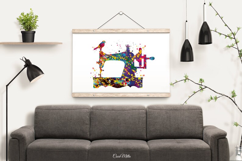 Sewing Machine Watercolor Print Wall Art Seamstress Sewing Room Housewarming Gift Craft Room Decor Wall Decor Tailor Decor Wall Hanging-185 image 5