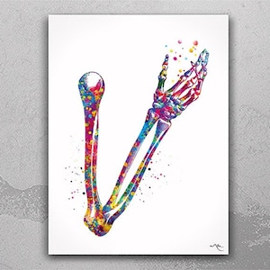 Arm Anatomy Skeletal System Watercolor Print Arm Bone Human Body Anatomy Art Medical Art Wall Hanging Graduation Gift Clinic Decor Gift-1040