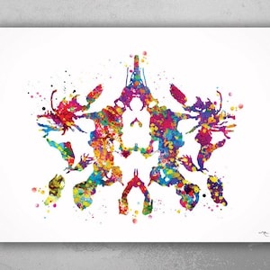 Rorschach Inkblot Test Card 10 Watercolor Print Psychology Psychiatry Wall Art Psychotherapist Psychologist Office Medical Art Clinic-1283