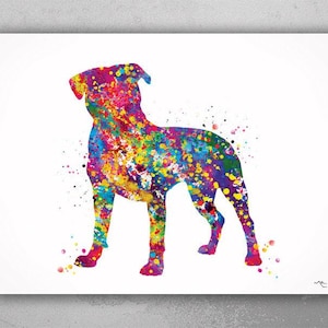 Staffordshire Bull Terrier Watercolor Dog Print Pet Gift Pet Dog Love Doglover Poster Dog Art Bull Terrier Memorial Gift Poster Dog-1621