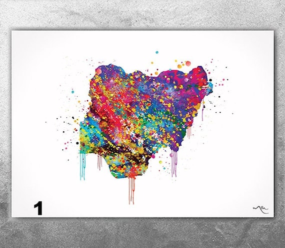 Nigeria Watercolor Map Art Print, Colorful Home Decor-177