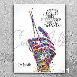 Surgeon Doctor Personalized Watercolor Print, Surgeon Hand Art, Surgery Art, Medical Art, OBGYN Gift, Surgical Graduation Gift Wall Art-2946