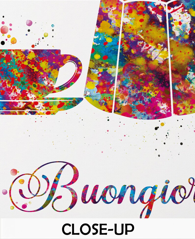 Buongiorno Moka Pot Watercolor Print, Italian Coffee Art-2202 image 8