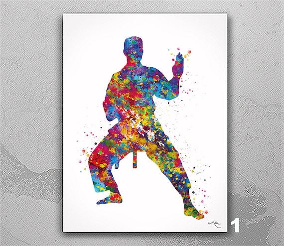 Karate Watercolor Print, Martial Arts Wall Art-2683