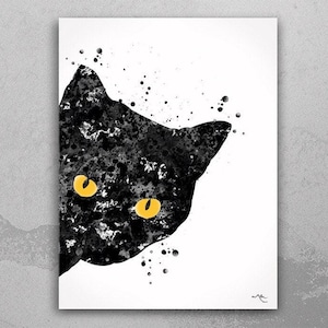 黒猫PCフランス額に額装 美しい青い目をした黒猫 / 木やプリントに貼り付けて額装できる