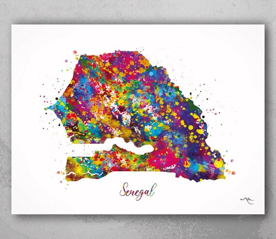Senegal Map Watercolor Print – Africa Travel Wall Art-2024