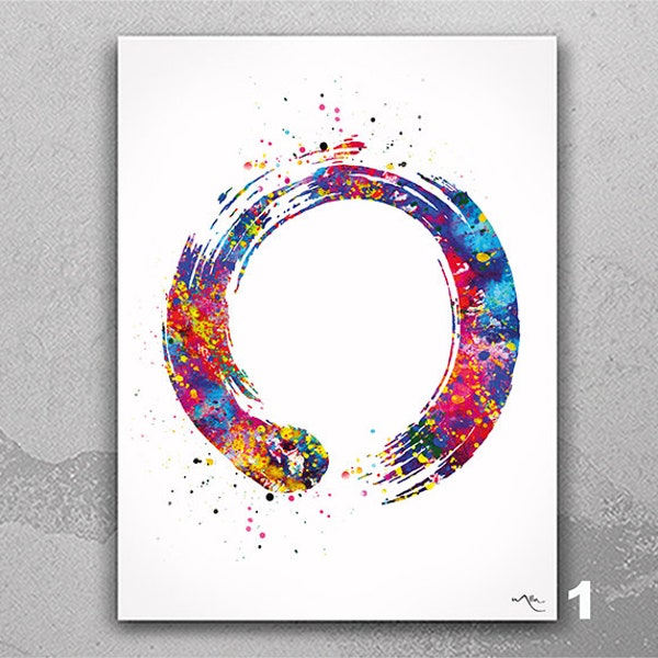 Zen Circle Watercolor Print Buddhism Meditation Room Yoga Housewarming Gift Wall Art Enso Poster Wall Decor Home Decor Wall Hanging-432