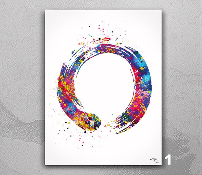 Discover Zen Circle Watercolor Print Buddhism Meditation Room Yoga Poster