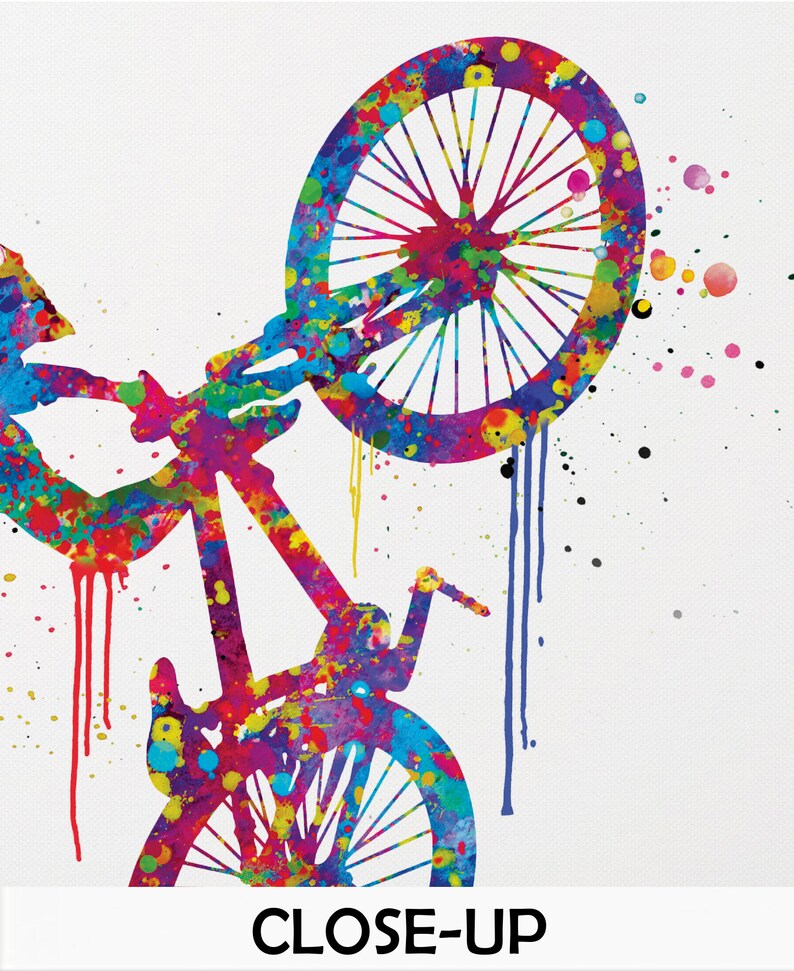 Bike Watercolor Print Dirt Bike Mountain Biker Poster BMX Etsy