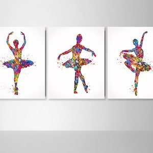 Ballerina Dancer Watercolor Print Set Nursery Wall Art Wall Decor Ballet Gift Dance Studio Girls Room Decor Home Decor Wall Hanging-2498