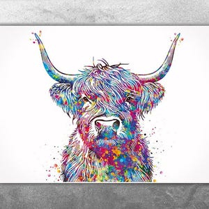 Highland Cow Cattle Watercolor Print Scottish Highland Cow Art Farm Animal Decor House Decor Housewarming Gift Wall Decor Art Wall Art-748