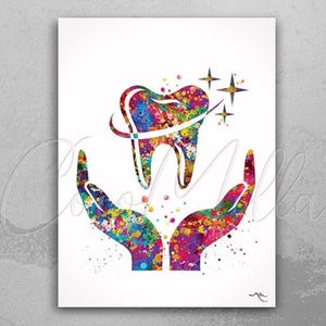 Dental Care Art Watercolor Print Tooth Medical Art Surgeon Dental Clinic Decor Gift Dental Dentist Art Dentistry Office Dental Hygienist-708
