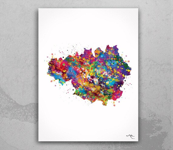 Manchester Map Watercolor Art Print, Cityscape Wall Hanging-1743
